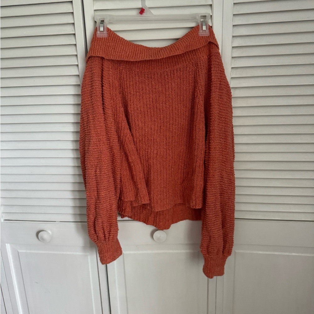 Free People Orange Off-Shoulder Sweater